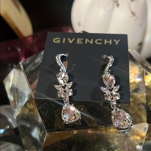 Givenchy Silver and Pink Teardrop Earrings